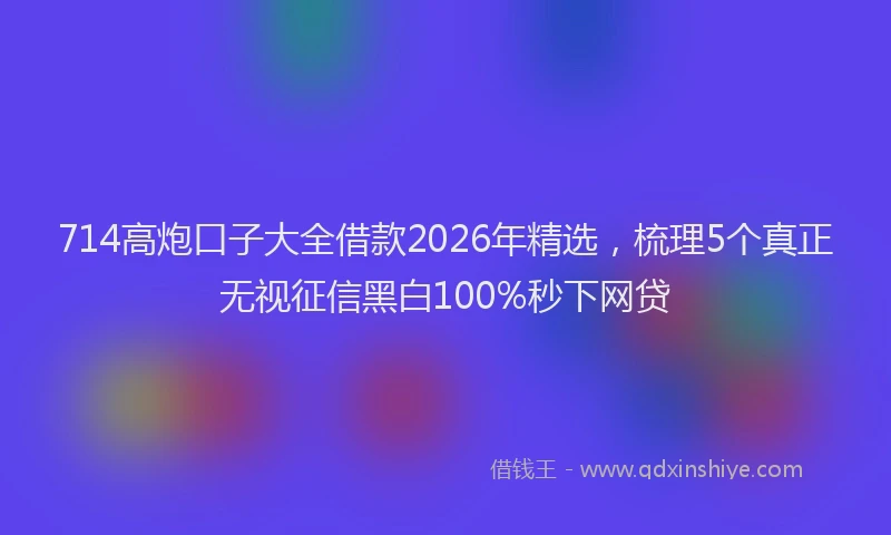 714高炮口子大全借款2026年精选，梳理5个真正无视征信黑白100%秒下网贷