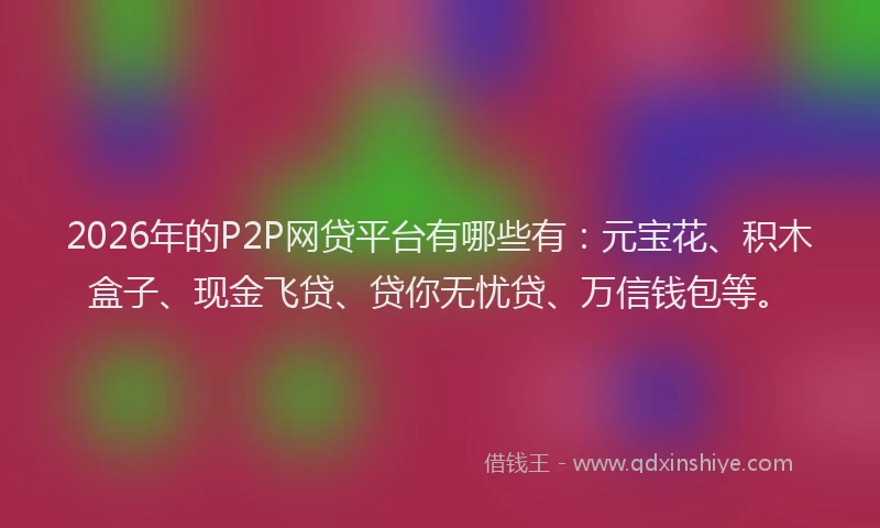 2026年的P2P网贷平台有哪些有：元宝花、积木盒子、现金飞贷、贷你无忧贷、万信钱包等。