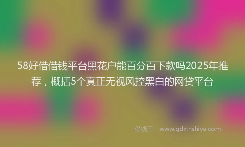 58好借借钱平台黑花户能百分百下款吗2025年推荐，概括5个真正无视风控黑白的网贷平台
