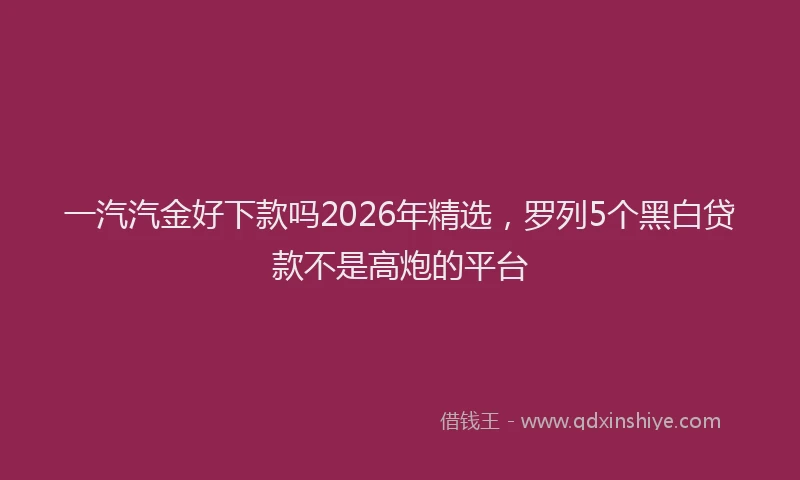 一汽汽金好下款吗2026年精选,罗列5个黑白贷款不是高炮的平台