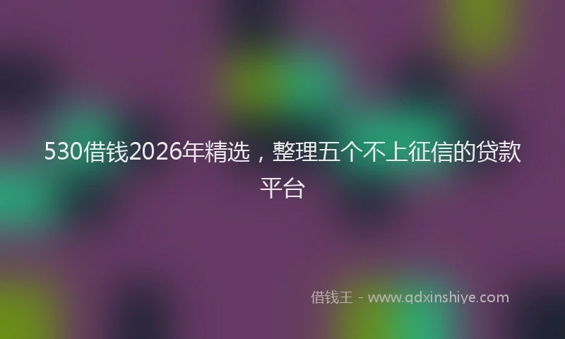 530借钱2026年精选，整理五个不上征信的贷款平台
