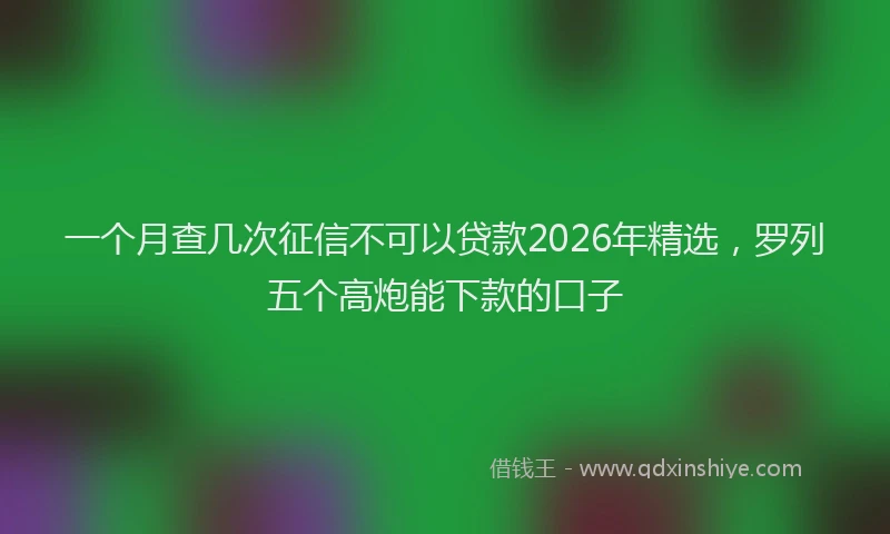 一个月查几次征信不可以贷款2026年精选，罗列五个高炮能下款的口子