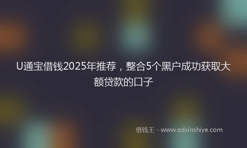 U通宝借钱2025年推荐，整合5个黑户成功获取大额贷款的口子