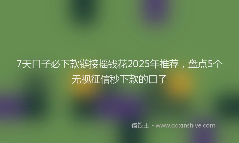 7天口子必下款链接摇钱花2025年推荐，盘点5个无视征信秒下款的口子