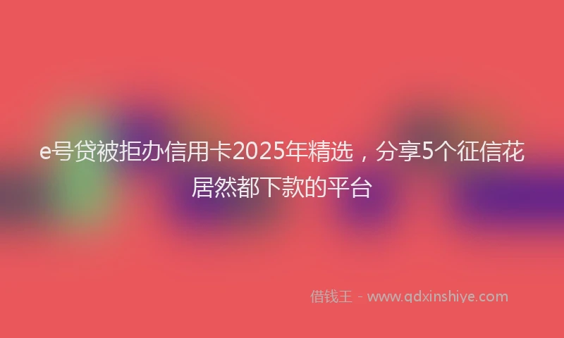 e号贷被拒办信用卡2025年精选，分享5个征信花居然都下款的平台