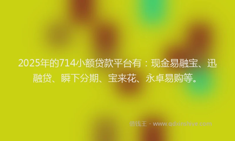 2025年的714小额贷款平台有：现金易融宝、迅融贷、瞬下分期、宝来花、永卓易购等。