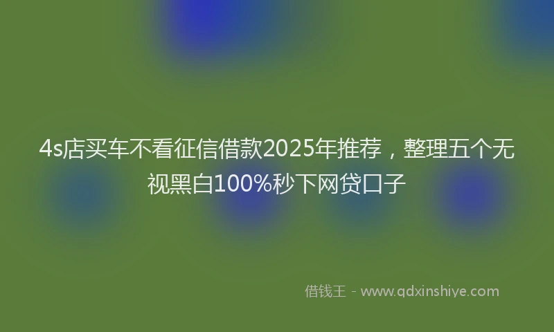 4s店买车不看征信借款2025年推荐，整理五个无视黑白100%秒下网贷口子