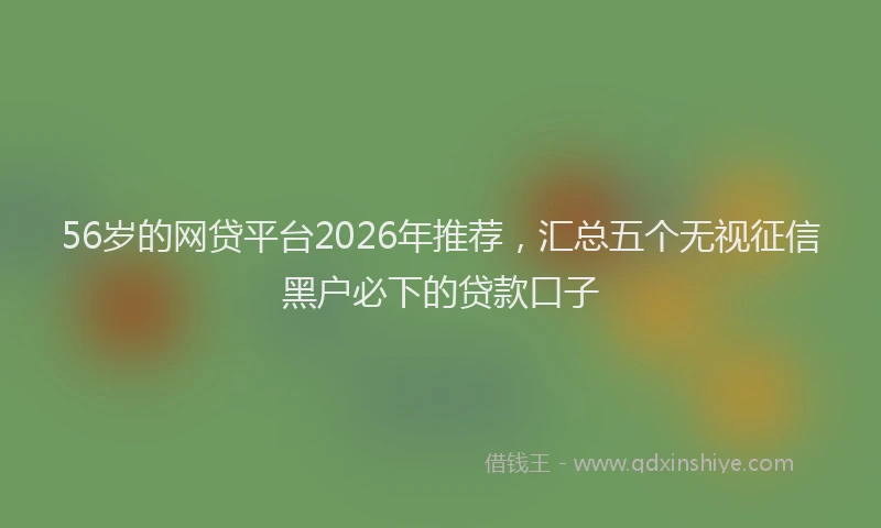 56岁的网贷平台2026年推荐，汇总五个无视征信黑户必下的贷款口子