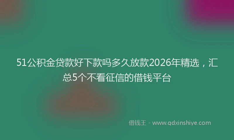 51公积金贷款好下款吗多久放款2026年精选,汇总5个不看征信的借钱平台
