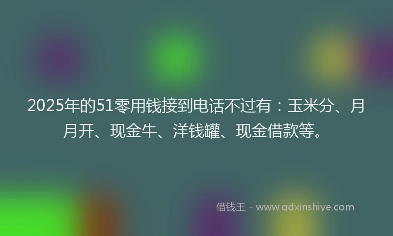 2025年的51零用钱接到电话不过有:玉米分、月月开、现金牛、洋钱罐、现金借款等。