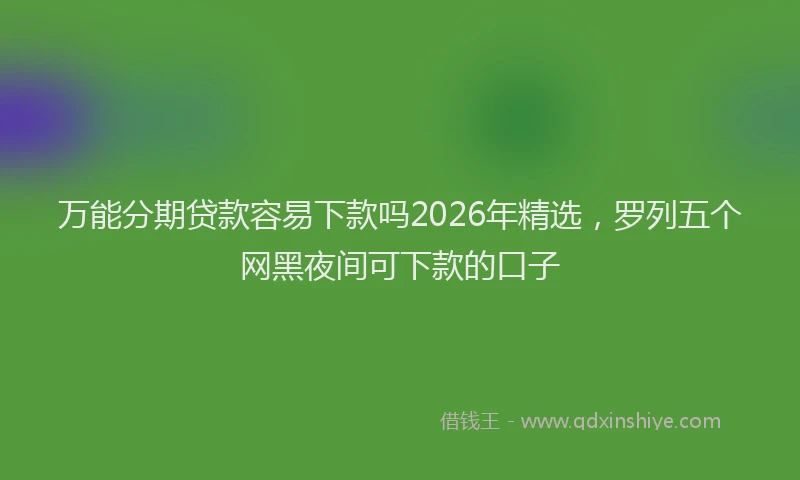 万能分期贷款容易下款吗2026年精选，罗列五个网黑夜间可下款的口子