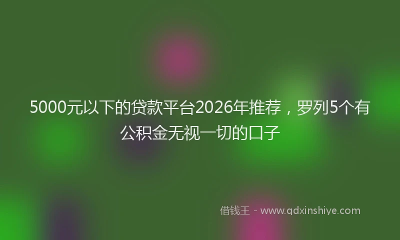5000元以下的贷款平台2026年推荐,罗列5个有公积金无视一切的口子