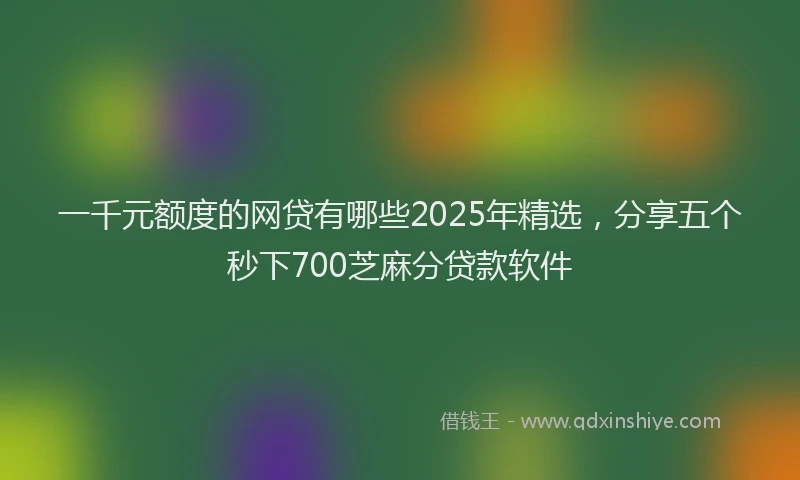 一千元额度的网贷有哪些2025年精选,分享五个秒下700芝麻分贷款软件