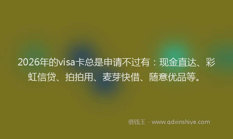 2026年的visa卡总是申请不过有：现金直达、彩虹信贷、拍拍用、麦芽快借、随意优品等。
