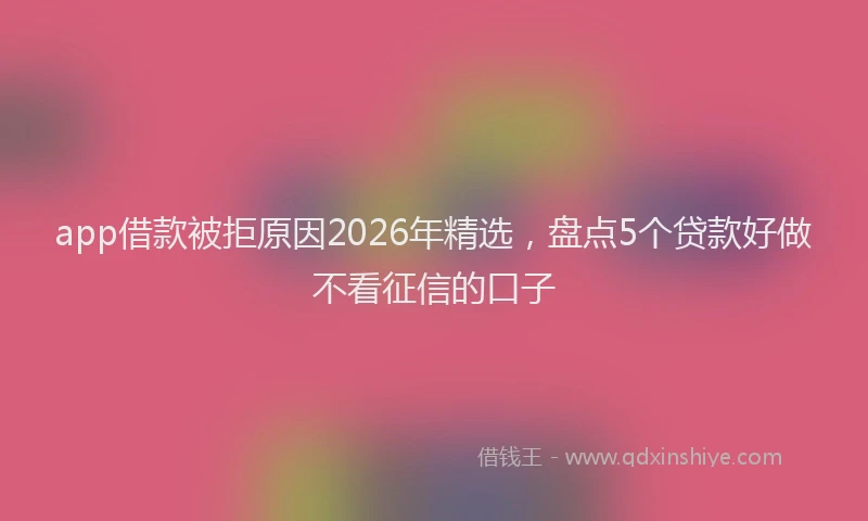 app借款被拒原因2026年精选,盘点5个贷款好做不看征信的口子