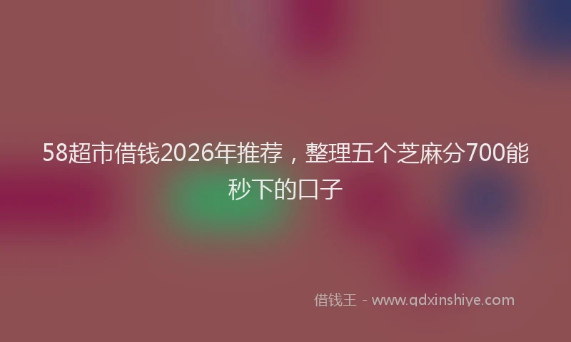 58超市借钱2026年推荐，整理五个芝麻分700能秒下的口子
