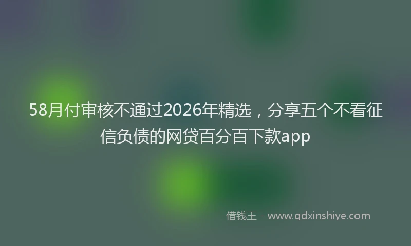 58月付审核不通过2026年精选，分享五个不看征信负债的网贷百分百下款app