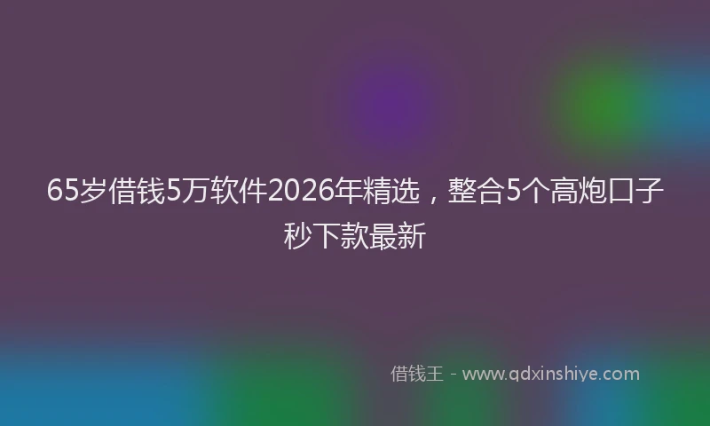 65岁借钱5万软件2026年精选,整合5个高炮口子秒下款最新