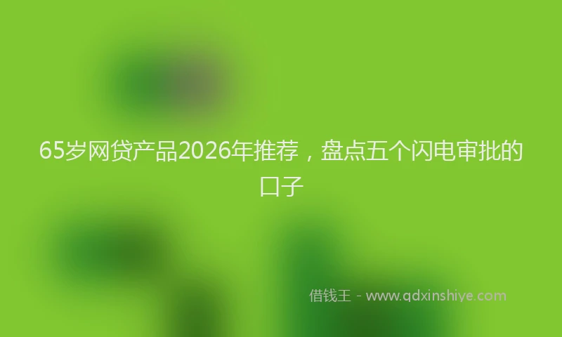 65岁网贷产品2026年推荐，盘点五个闪电审批的口子