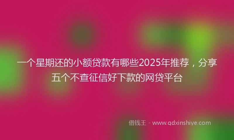 一个星期还的小额贷款有哪些2025年推荐,分享五个不查征信好下款的网贷平台