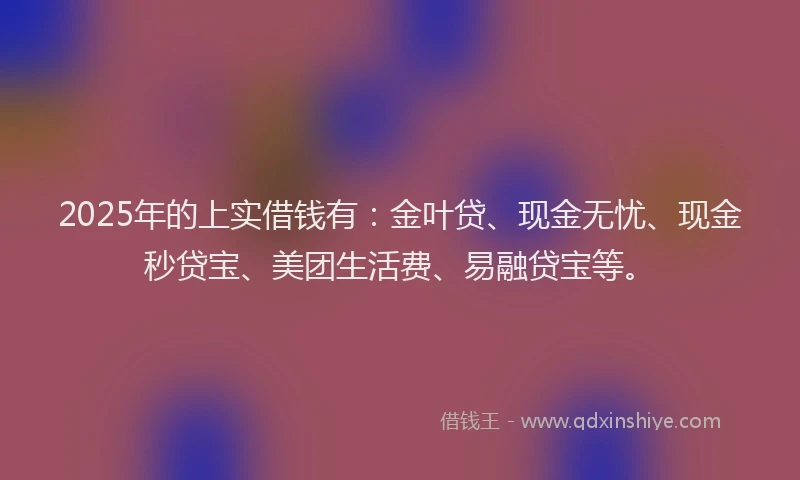 2025年的上实借钱有：金叶贷、现金无忧、现金秒贷宝、美团生活费、易融贷宝等。