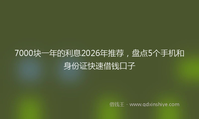 7000块一年的利息2026年推荐，盘点5个手机和身份证快速借钱口子