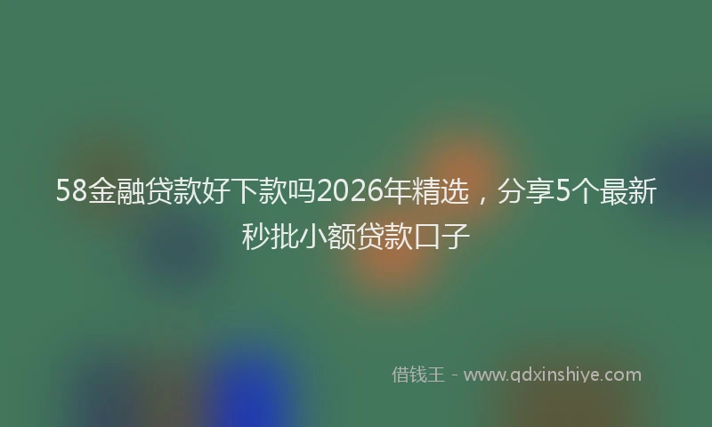 58金融贷款好下款吗2026年精选，分享5个最新秒批小额贷款口子