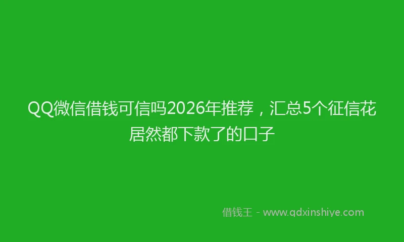 QQ微信借钱可信吗2026年推荐，汇总5个征信花居然都下款了的口子