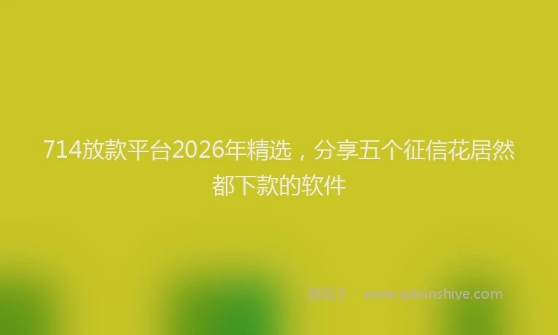 714放款平台2026年精选，分享五个征信花居然都下款的软件