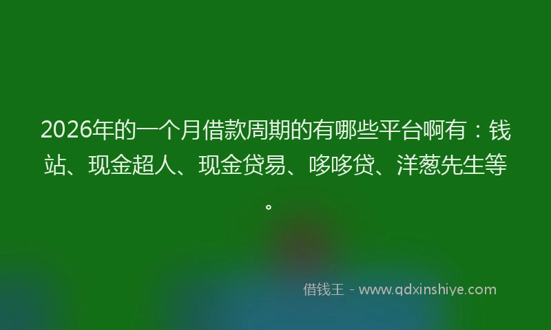 2026年的一个月借款周期的有哪些平台啊有:钱站、现金超人、现金贷易、哆哆贷、洋葱先生等。
