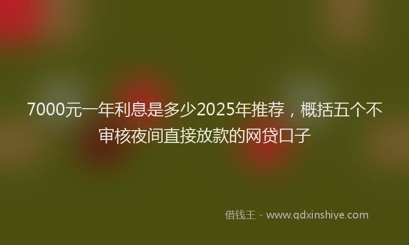 7000元一年利息是多少2025年推荐，概括五个不审核夜间直接放款的网贷口子