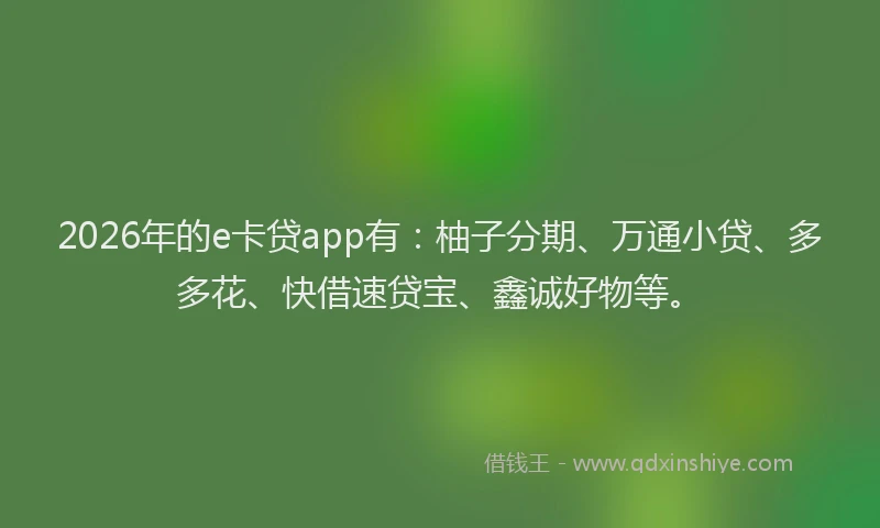 2026年的e卡贷app有：柚子分期、万通小贷、多多花、快借速贷宝、鑫诚好物等。