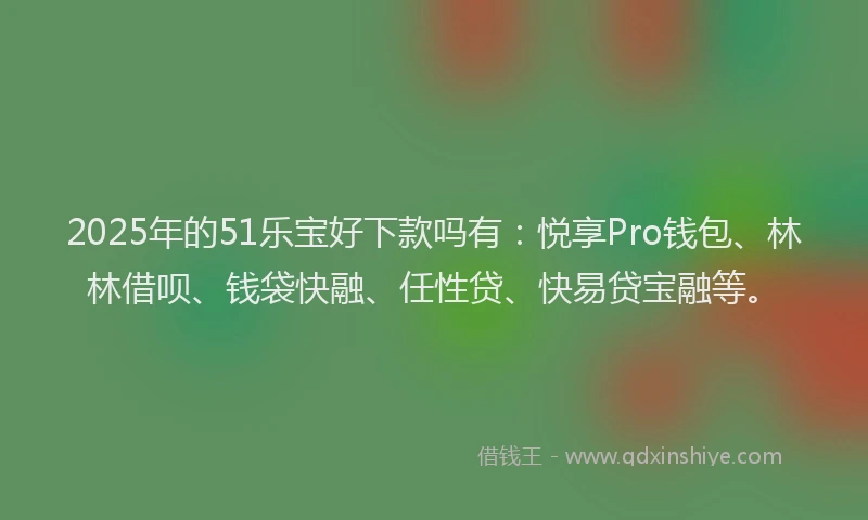 2025年的51乐宝好下款吗有：悦享Pro钱包、林林借呗、钱袋快融、任性贷、快易贷宝融等。