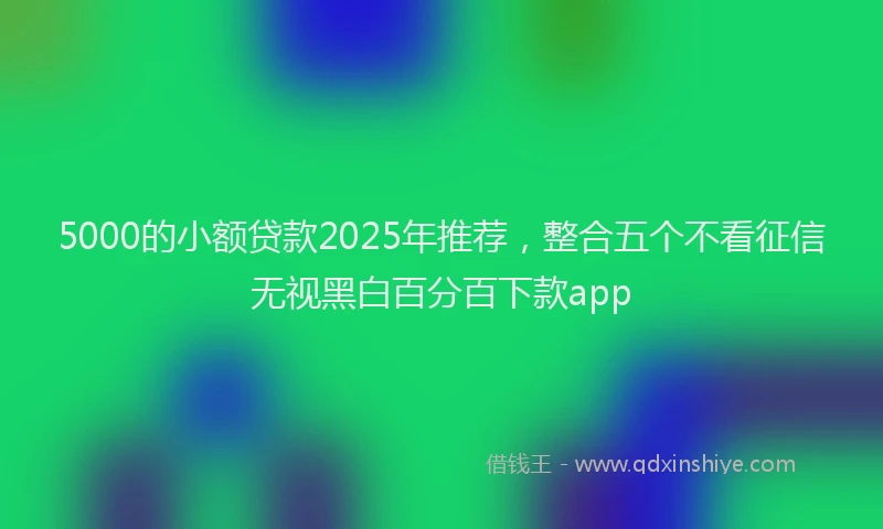5000的小额贷款2025年推荐,整合五个不看征信无视黑白百分百下款app