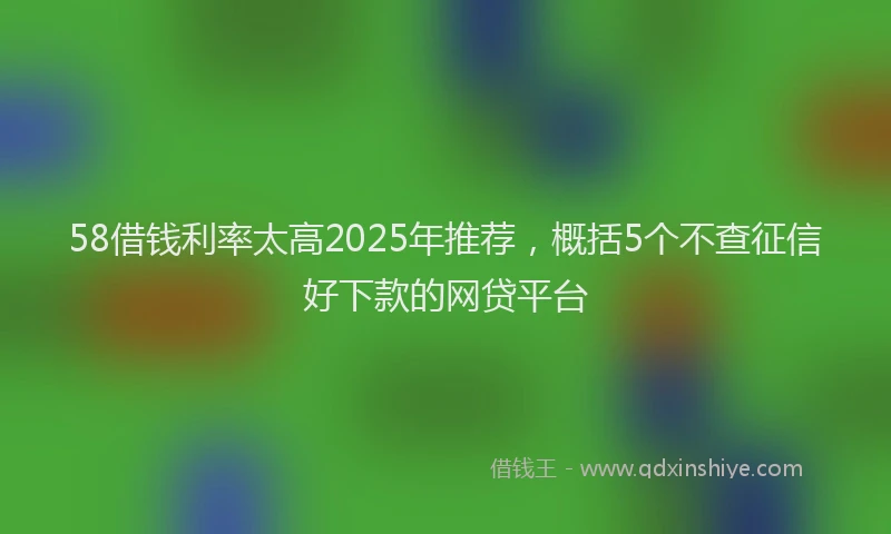58借钱利率太高2025年推荐，概括5个不查征信好下款的网贷平台