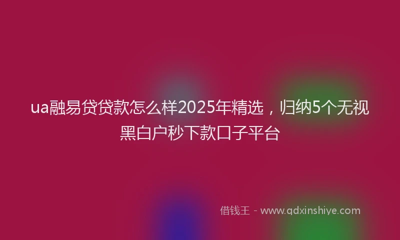 ua融易贷贷款怎么样2025年精选，归纳5个无视黑白户秒下款口子平台