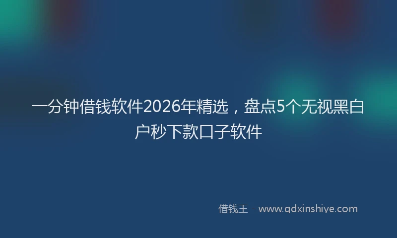 一分钟借钱软件2026年精选，盘点5个无视黑白户秒下款口子软件