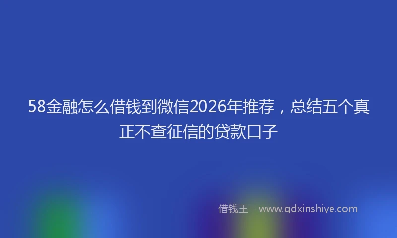 58金融怎么借钱到微信2026年推荐，总结五个真正不查征信的贷款口子