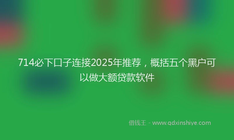 714必下口子连接2025年推荐，概括五个黑户可以做大额贷款软件