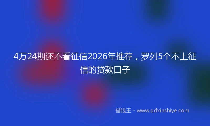 4万24期还不看征信2026年推荐，罗列5个不上征信的贷款口子