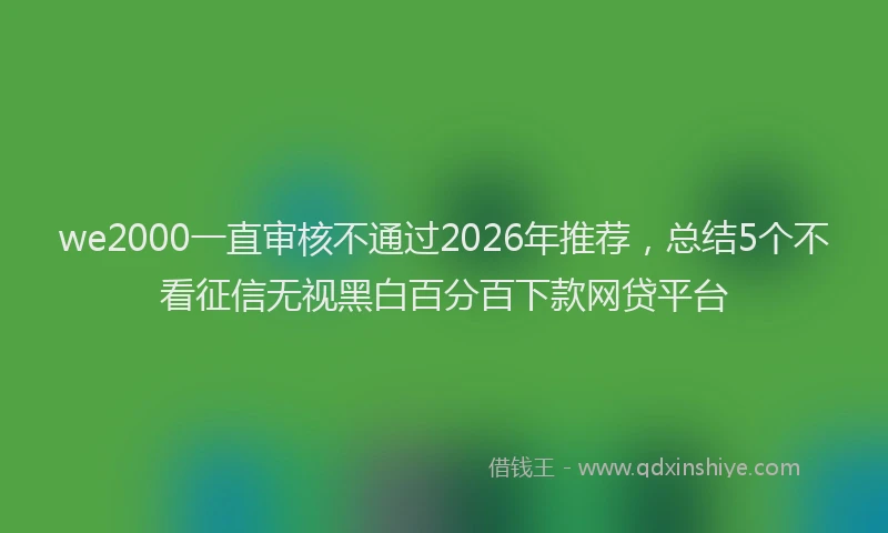 we2000一直审核不通过2026年推荐，总结5个不看征信无视黑白百分百下款网贷平台