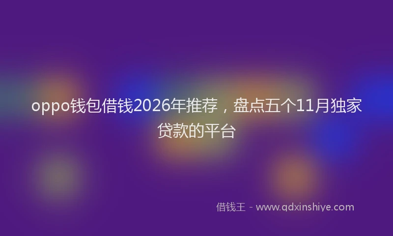 oppo钱包借钱2026年推荐，盘点五个11月独家贷款的平台