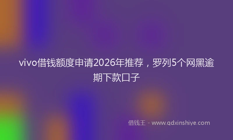 vivo借钱额度申请2026年推荐，罗列5个网黑逾期下款口子