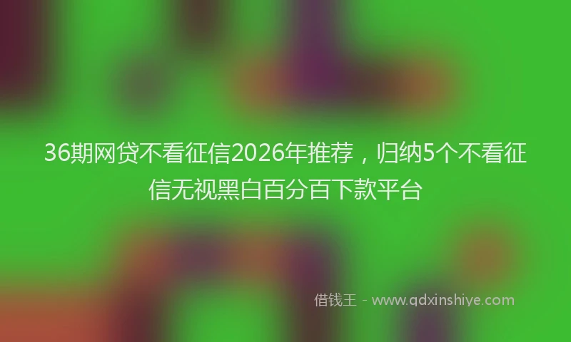 36期网贷不看征信2026年推荐,归纳5个不看征信无视黑白百分百下款平台