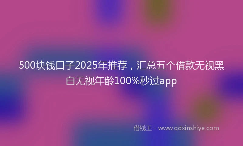 500块钱口子2025年推荐，汇总五个借款无视黑白无视年龄100%秒过app