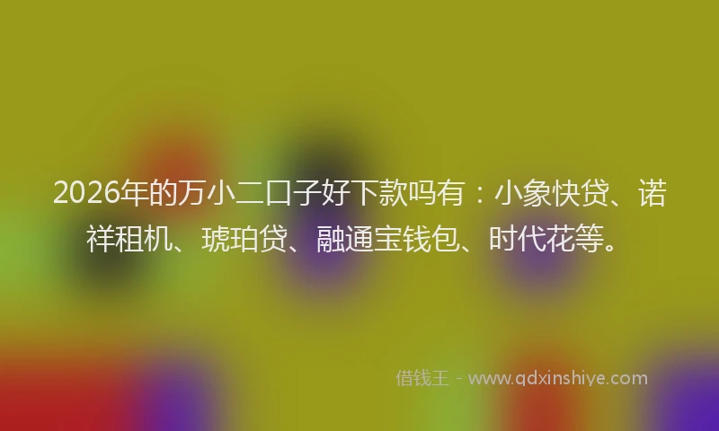 2026年的万小二口子好下款吗有：小象快贷、诺祥租机、琥珀贷、融通宝钱包、时代花等。