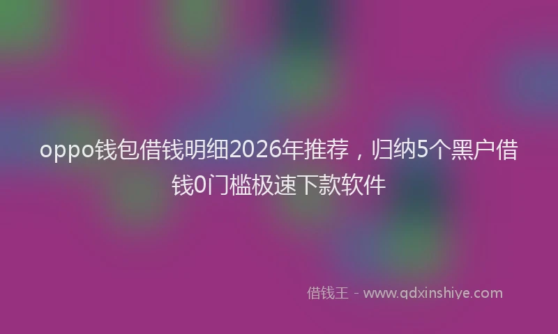 oppo钱包借钱明细2026年推荐，归纳5个黑户借钱0门槛极速下款软件