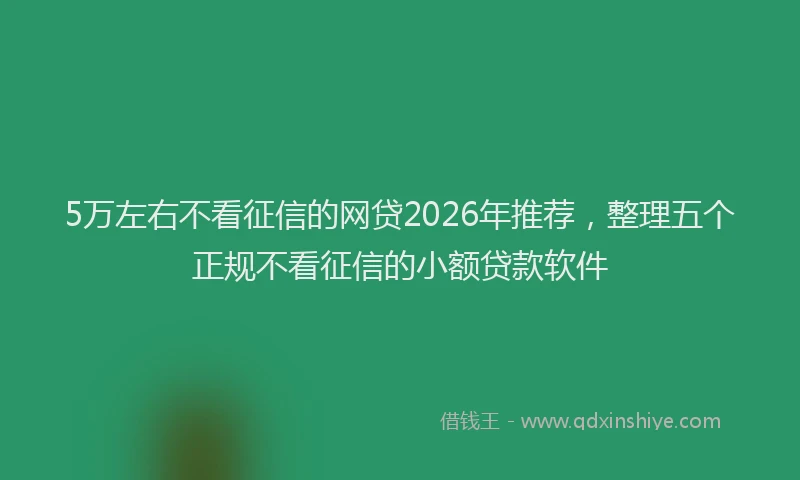 5万左右不看征信的网贷2026年推荐，整理五个正规不看征信的小额贷款软件