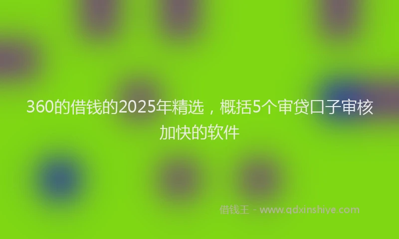 360的借钱的2025年精选,概括5个审贷口子审核加快的软件