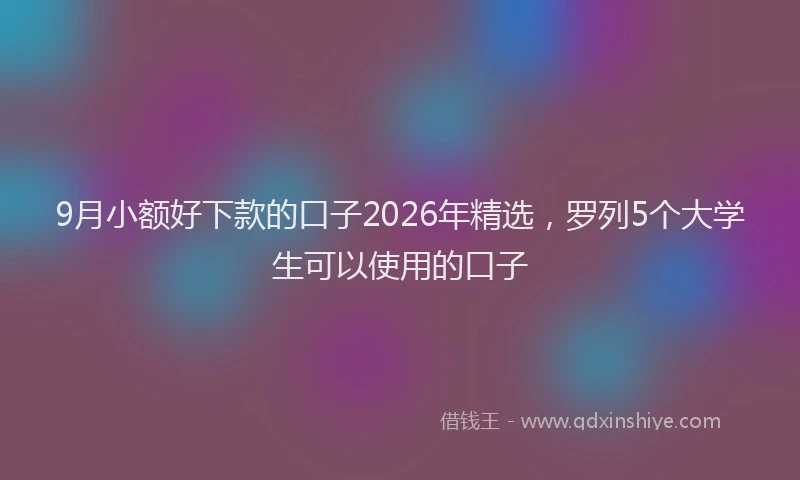 9月小额好下款的口子2026年精选，罗列5个大学生可以使用的口子